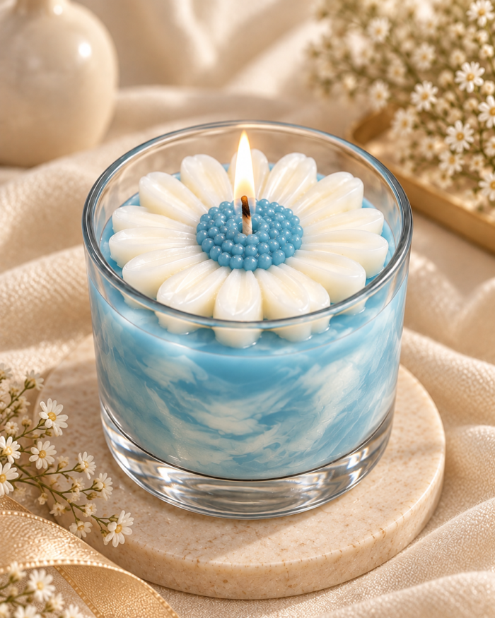Daisy Marble Glass Candles — Single candle