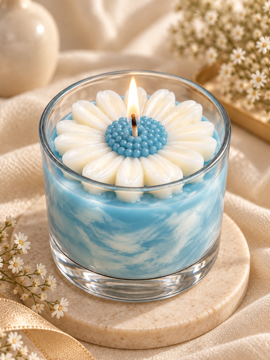Daisy Marble Glass Candles — Single candle