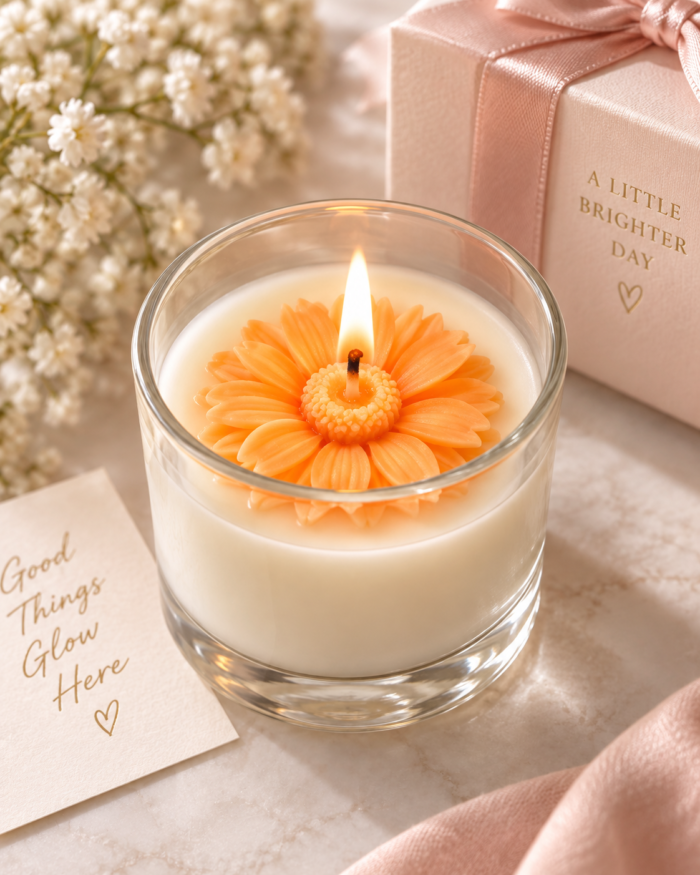 Glass Daisy Vanilla Candles — Single candle