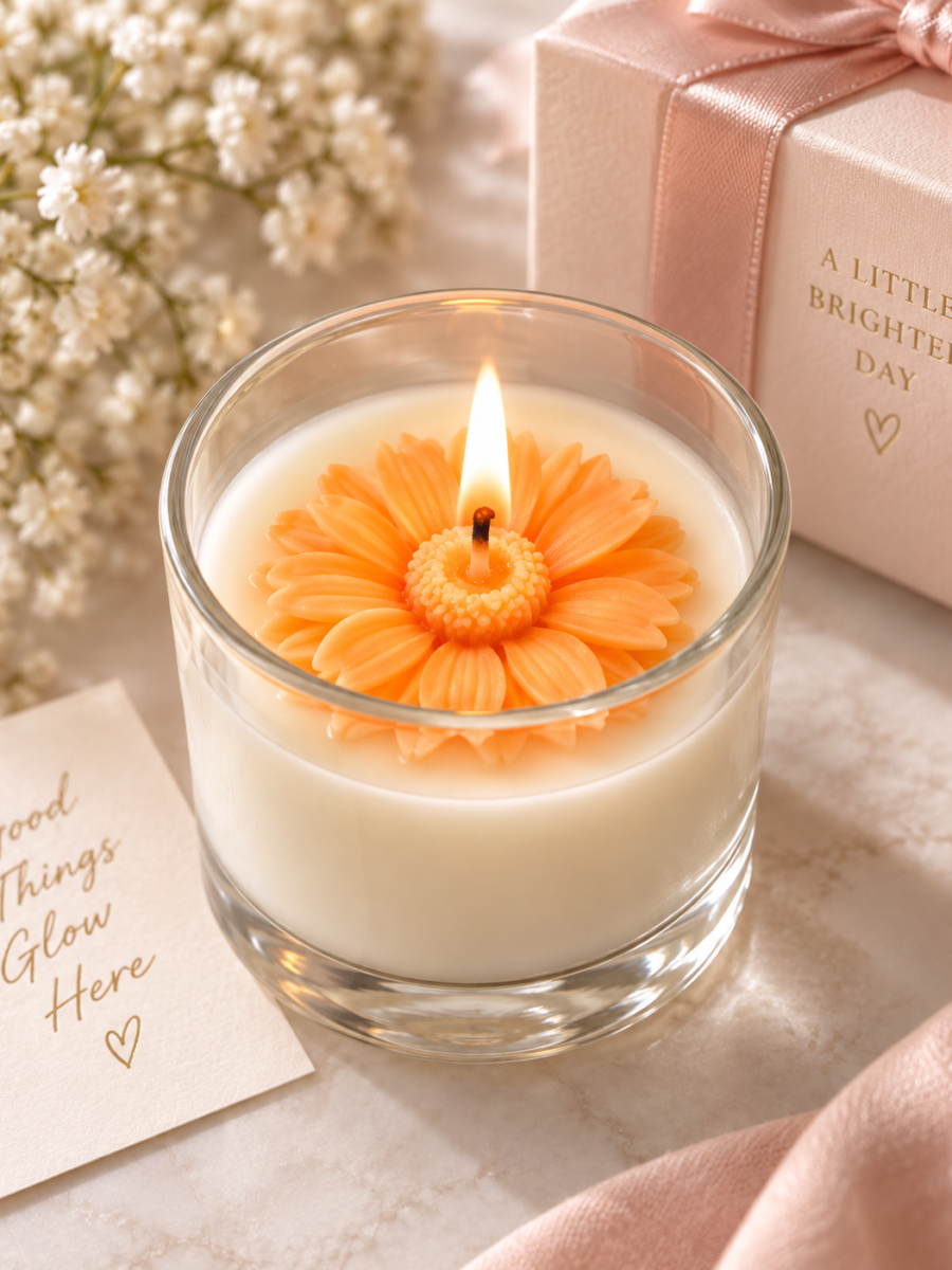 Glass Daisy Vanilla Candles — Single candle