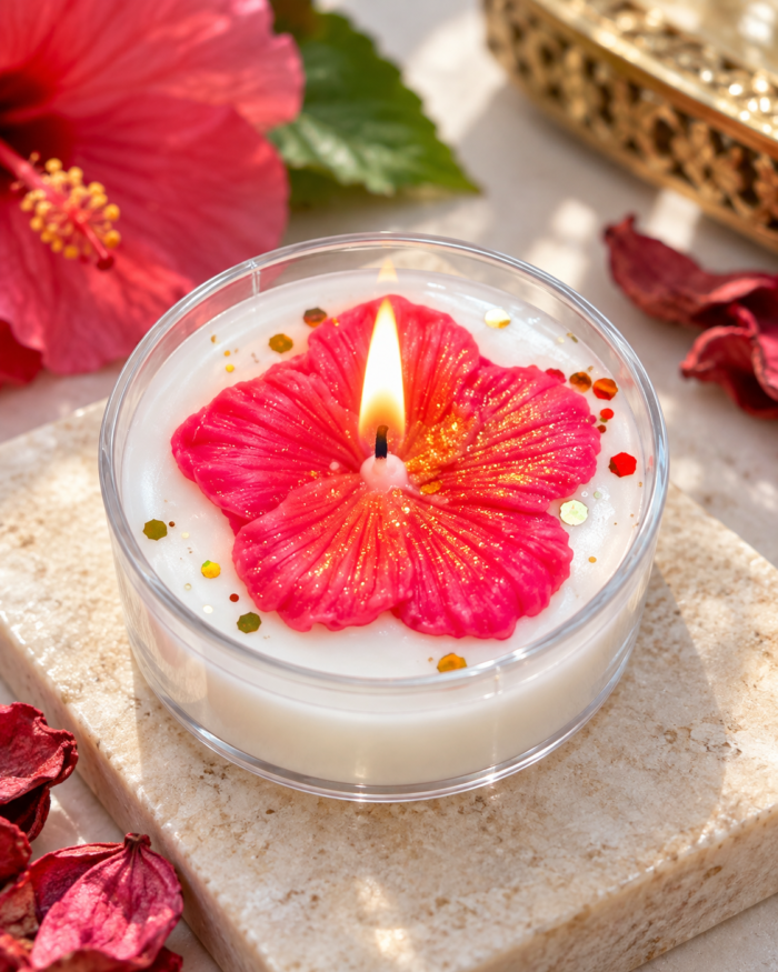 Hibiscus Polycarbonate Candles — Pack of 2