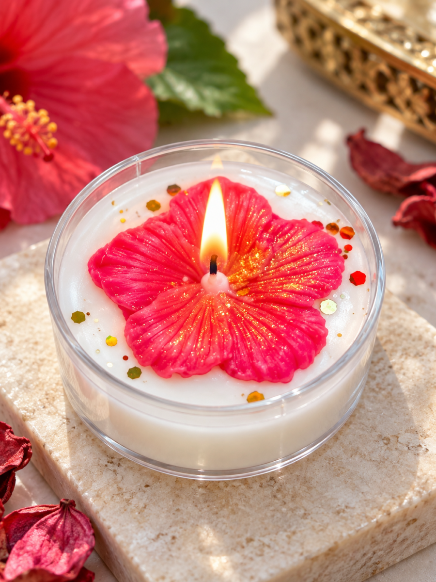 Hibiscus Polycarbonate Candles — Pack of 2
