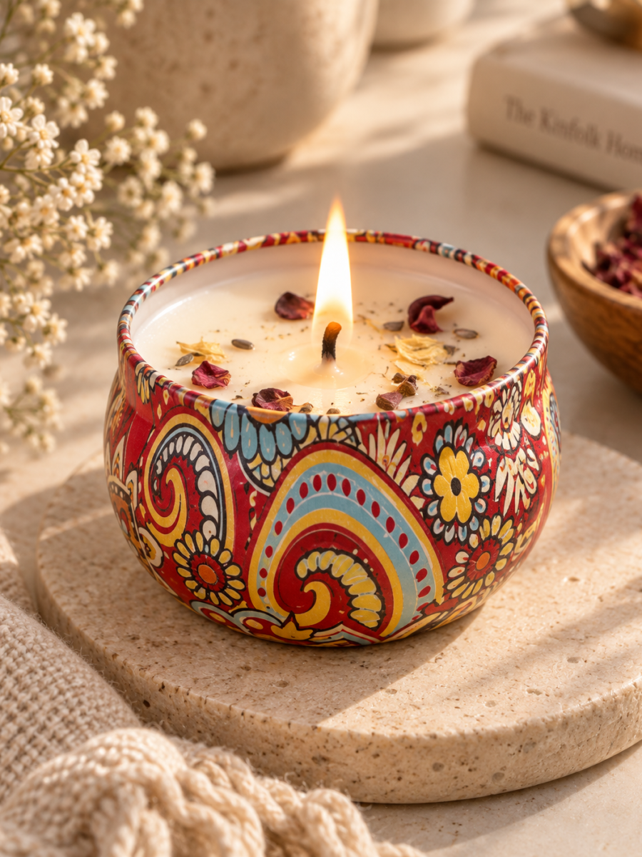 Mandala Tin Candles — Single candle